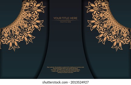 Ambiente de lujo verde oscuro con decoración de mandala india. Vector elegante y clásico