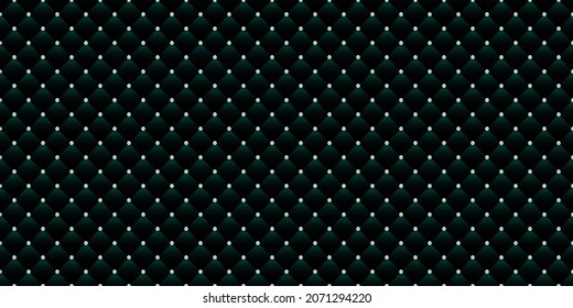 Dark green luxury background with pearls and rhombuses. Vector illustration. 