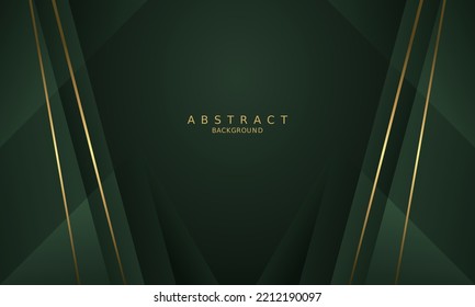 fondo de lujo verde oscuro y línea dorada.