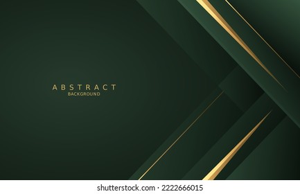 fondo de lujo verde oscuro y línea dorada.