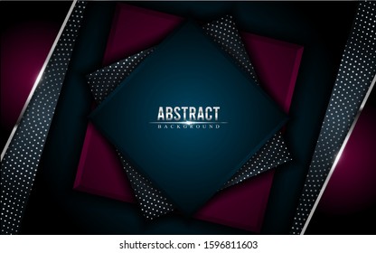 Dark green and magenta background with silver lines. Luxurious abstract background design