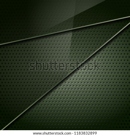 Dark green metallic perforated texture background with glass. Vector design