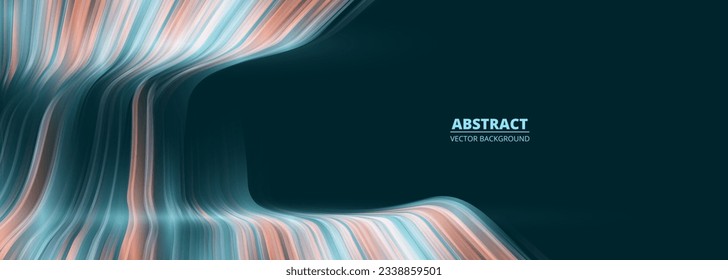 Fondo abstracto moderno de color verde oscuro con rayas de colores que fluyen. Ilustración de concepto de vector