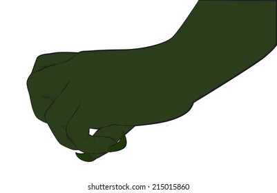 Dark green monster hand with long claws grabs gesture, vector illustration