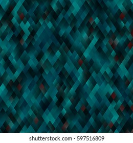 Dark green mosaic background. Vector abstract grid texture