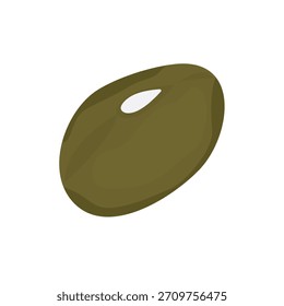Granos verdes oscuros del mung aislados en un fondo blanco. Alimentos orgánicos. Una fuente de proteínas de origen vegetal en una dieta saludable. Ilustración vectorial.