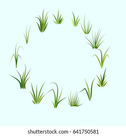 Dark green natural color grass vector brush set