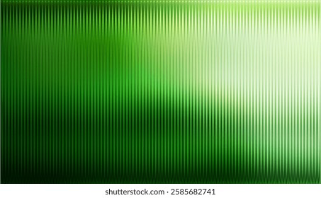 Dark green neon gradient ribbed glass. Vector ribbed glass texture background. Mesh gradient. acrylic ribbed bath surface. Reeded glass background semitransparent overlay. Bath wall window