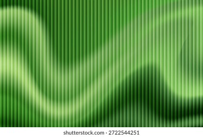 Vidrio acanalado degradado de neón verde oscuro. Fondo de textura de vidrio acanalado de Vector. Gradiente de malla. superficie de baño acanalada de acrílico. Superposición semitransparente de fondo de vidrio rojo. Ventana de pared de baño