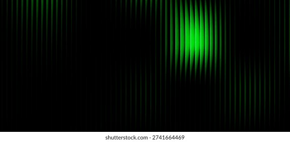 Dark green neon gradient ribbed glass. Vector ribbed glass texture background. Mesh gradient. acrylic ribbed bath surface. Reeded glass background semitransparent overlay. Bath wall window

