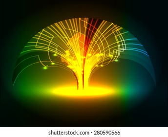 Dark green orange Blue light Abstract background. dark red color Light Abstract Technology background for computer graphic website internet and business. circuit. illustration. infographics. ray