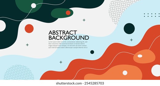 Dark green and orange geometric business banner design. Creative banner design with wave shapes and lines for template. Simple design on white horizontal banner. Eps10 vector