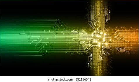 Dark green orange Light Abstract Technology background for computer graphic website internet business. circuit. vector illustration. infographics. motion move blur.neon.