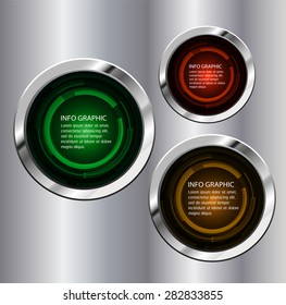 Dark green orange red Light circle Abstract Technology background for computer graphic website internet. text box. Brochure. card. banner. label. infographics. Metals, alloys, steel, aluminum. button