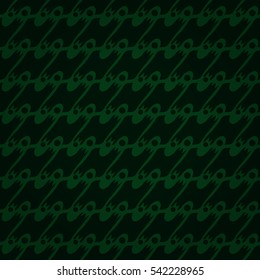 Dark green ornamental seamless pattern in node style. Knotty puzzle repeatable backdrop. Colored, graphical design for textile, web, packing-paper or other purpose. Modern tracery.