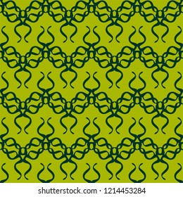 Dark green patterns on light green color, seamless background
