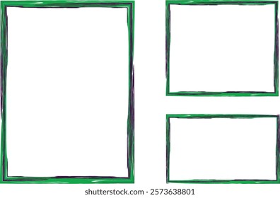 dark green pencil drawing frames set vector