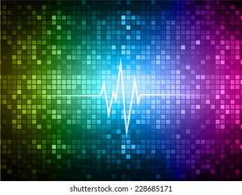 Dark green pink blue pulse Light Abstract Technology background for computer graphic website and internet. pixels background.