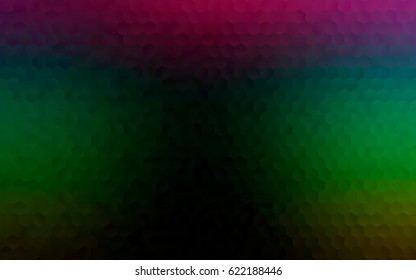 Dark green, pink vector blurry hexagon background design. Geometric background in Origami style with gradient. 