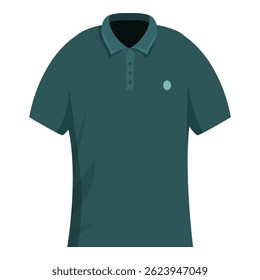 Dark green polo shirt with buttoned collar is showing a relaxed and casual style