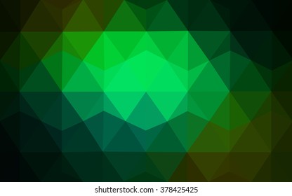Dark green polygonal illustration, which consist of triangles. Geometric background in Origami style with gradient. Triangular design for your business.