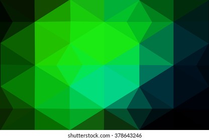 Dark green polygonal illustration, which consist of triangles. Geometric background in Origami style with gradient. Triangular design for your business.