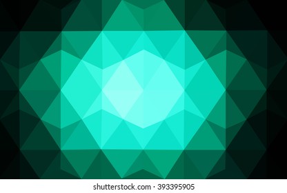 Dark green polygonal illustration, which consist of triangles. Geometric background in Origami style with gradient. Triangular design for your business.