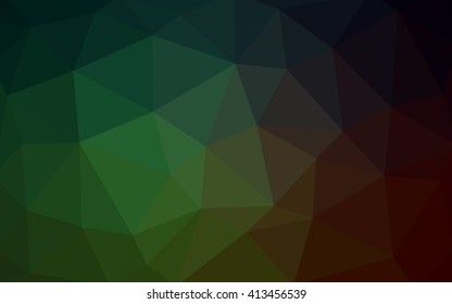 Dark green polygonal illustration, which consist of triangles. Triangular design for your business. Geometric background in Origami style with gradient.