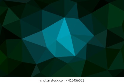 Dark green polygonal illustration, which consist of triangles. Triangular design for your business. Geometric background in Origami style with gradient.