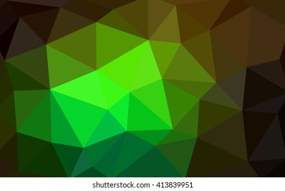 Dark green polygonal illustration, which consist of triangles. Triangular design for your business. Geometric background in Origami style with gradient.