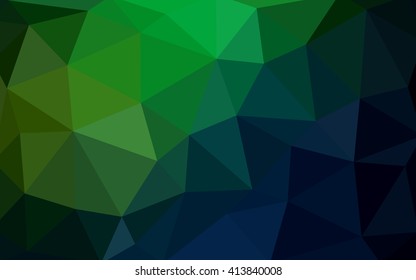 Dark green polygonal illustration, which consist of triangles. Triangular design for your business. Geometric background in Origami style with gradient.
