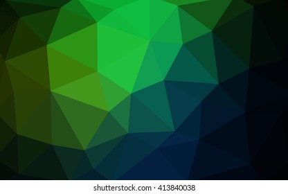 Dark green polygonal illustration, which consist of triangles. Triangular design for your business. Geometric background in Origami style with gradient.