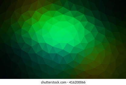Dark green polygonal illustration, which consist of triangles. Geometric background in Origami style with gradient. Triangular design for your business.