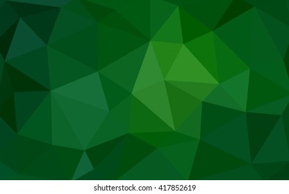 Dark green polygonal illustration, which consist of triangles. Triangular design for your business. Geometric background in Origami style with gradient.