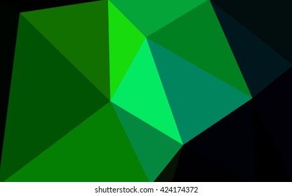 Dark green polygonal illustration, which consist of triangles. Geometric background in Origami style with gradient. Triangular design for your business.