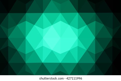 Dark green polygonal illustration, which consist of triangles. Geometric background in Origami style with gradient. Triangular design for your business.