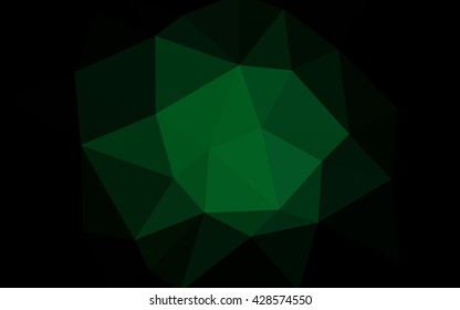 Dark green polygonal illustration, which consist of triangles. Triangular design for your business. Geometric background in Origami style with gradient.