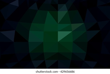 Dark green polygonal illustration, which consist of triangles. Triangular design for your business. Geometric background in Origami style with gradient.