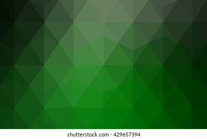 Dark green polygonal illustration, which consist of triangles. Geometric background in Origami style with gradient. Triangular design for your business.