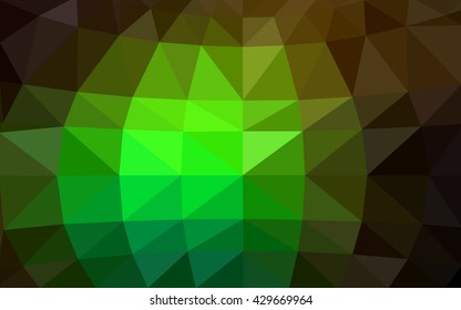 Dark green polygonal illustration, which consist of triangles. Triangular design for your business. Geometric background in Origami style with gradient.