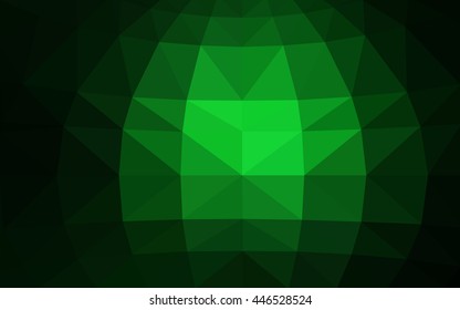 Dark green polygonal illustration, which consist of triangles. Triangular design for your business. Geometric background in Origami style with gradient.