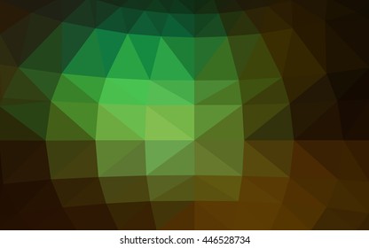 Dark green polygonal illustration, which consist of triangles. Triangular design for your business. Geometric background in Origami style with gradient.