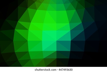 Dark green polygonal illustration, which consist of triangles. Triangular design for your business. Geometric background in Origami style with gradient.