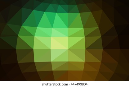 Dark green polygonal illustration, which consist of triangles. Triangular design for your business. Geometric background in Origami style with gradient.