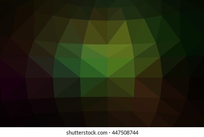 Dark green polygonal illustration, which consist of triangles. Triangular design for your business. Geometric background in Origami style with gradient.