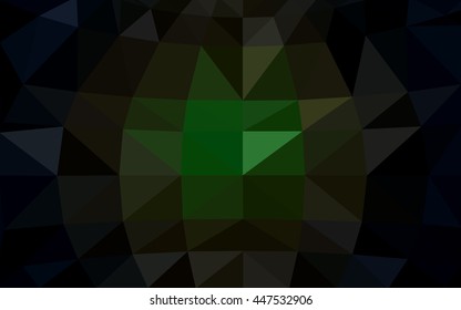 Dark green polygonal illustration, which consist of triangles. Triangular design for your business. Geometric background in Origami style with gradient.