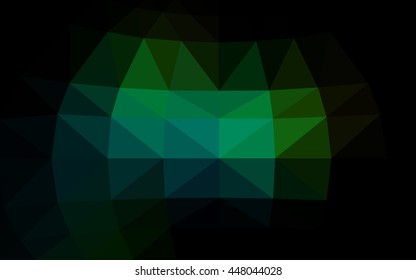 Dark green polygonal illustration, which consist of triangles. Triangular design for your business. Geometric background in Origami style with gradient.