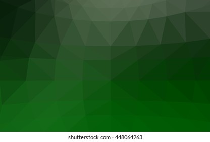 Dark green polygonal illustration, which consist of triangles. Triangular design for your business. Geometric background in Origami style with gradient.