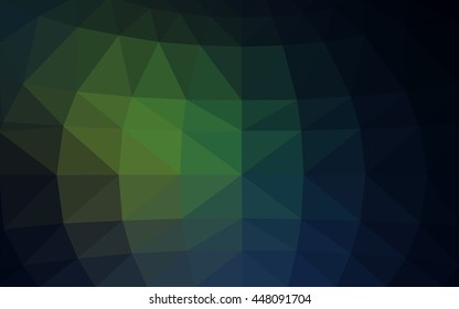 Dark green polygonal illustration, which consist of triangles. Triangular design for your business. Geometric background in Origami style with gradient.