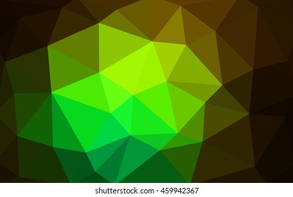 Dark green polygonal illustration, which consist of triangles. Triangular design for your business. Geometric background in Origami style with gradient.